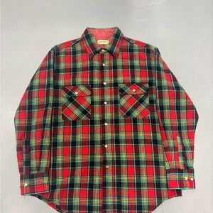 Vintage St. John's Bay Red and Green Plaid Men's Shirt Virgin Wool